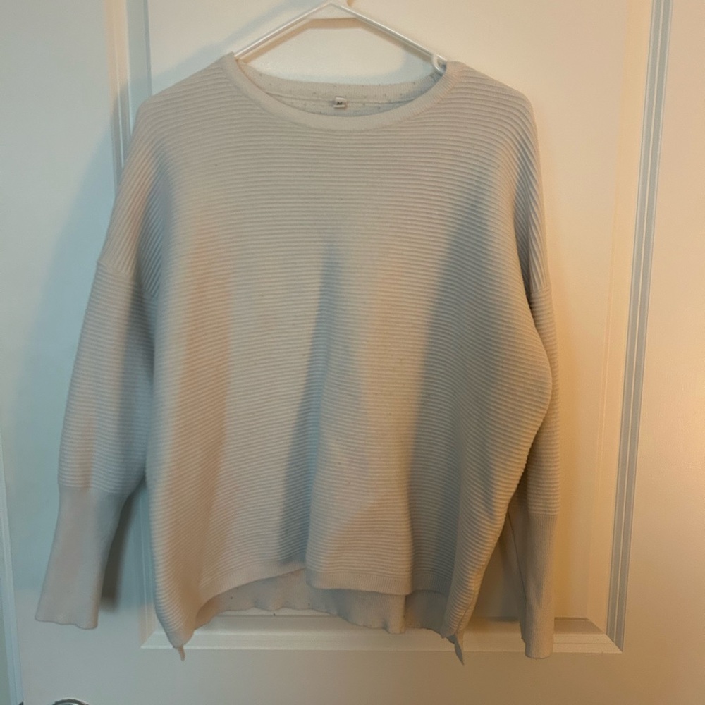 Cream Ribbed Women's Sweater